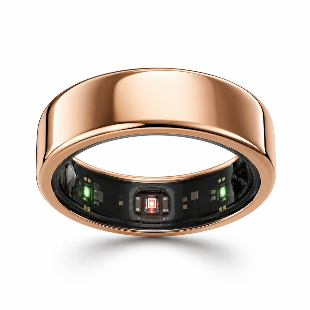 Rose-gold smart ring used for consented participant data collection